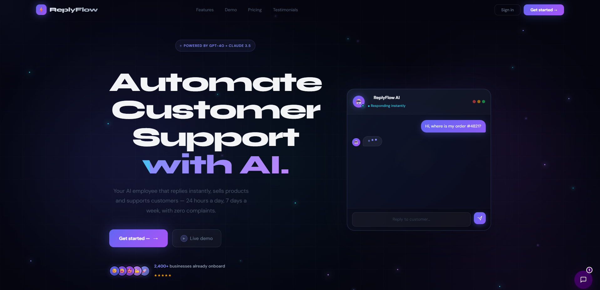 ReplyFlow AI – chatbot obsługi klienta 24/7